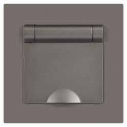 Розетка Intro Accent 6-203-09 с заземлением 2P+E Schuko с крышкой 16А-250В IP20 СУ AL/CU титан