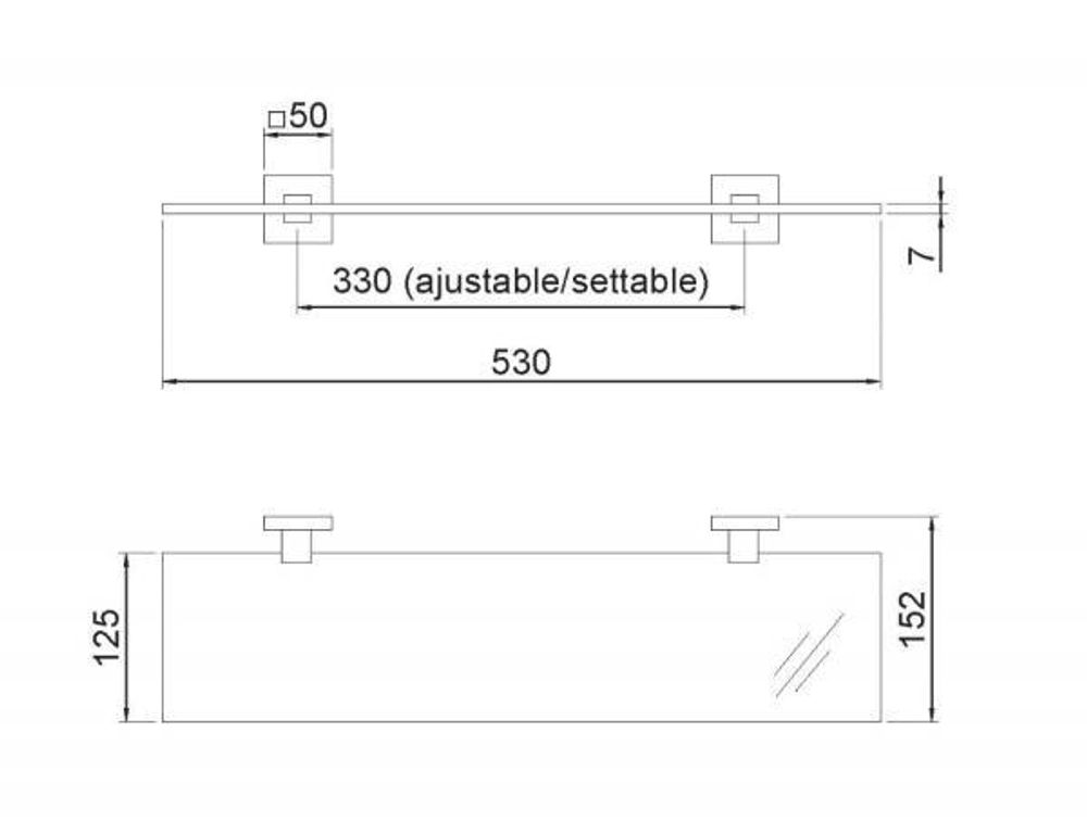 Полка для ванной 530 мм стекло/нерж. сталь BARCELONA 16910.N чёрный