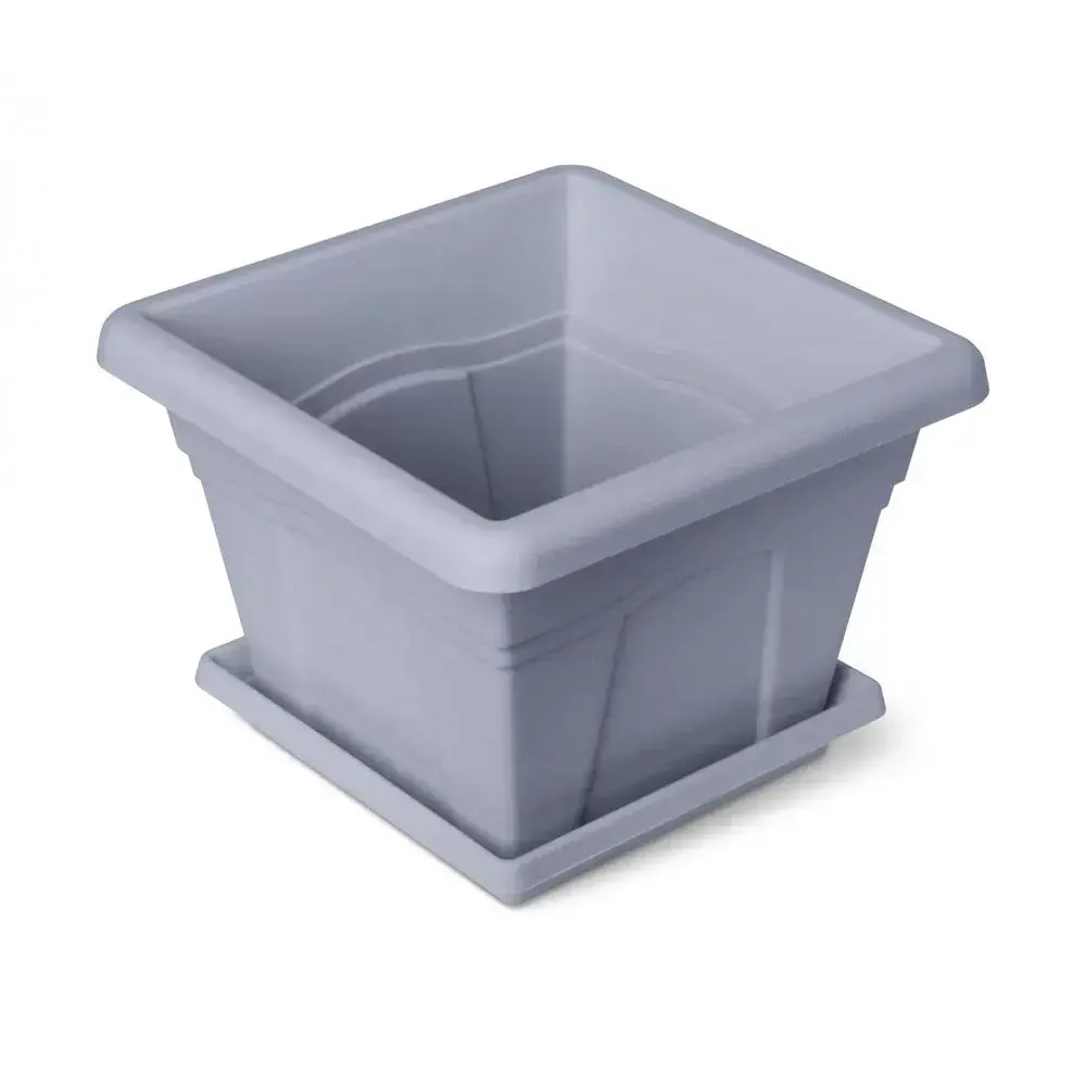 Горшок Квадро с поддоном 2.9л 20см серый С162СЕР (комплект 24 шт)