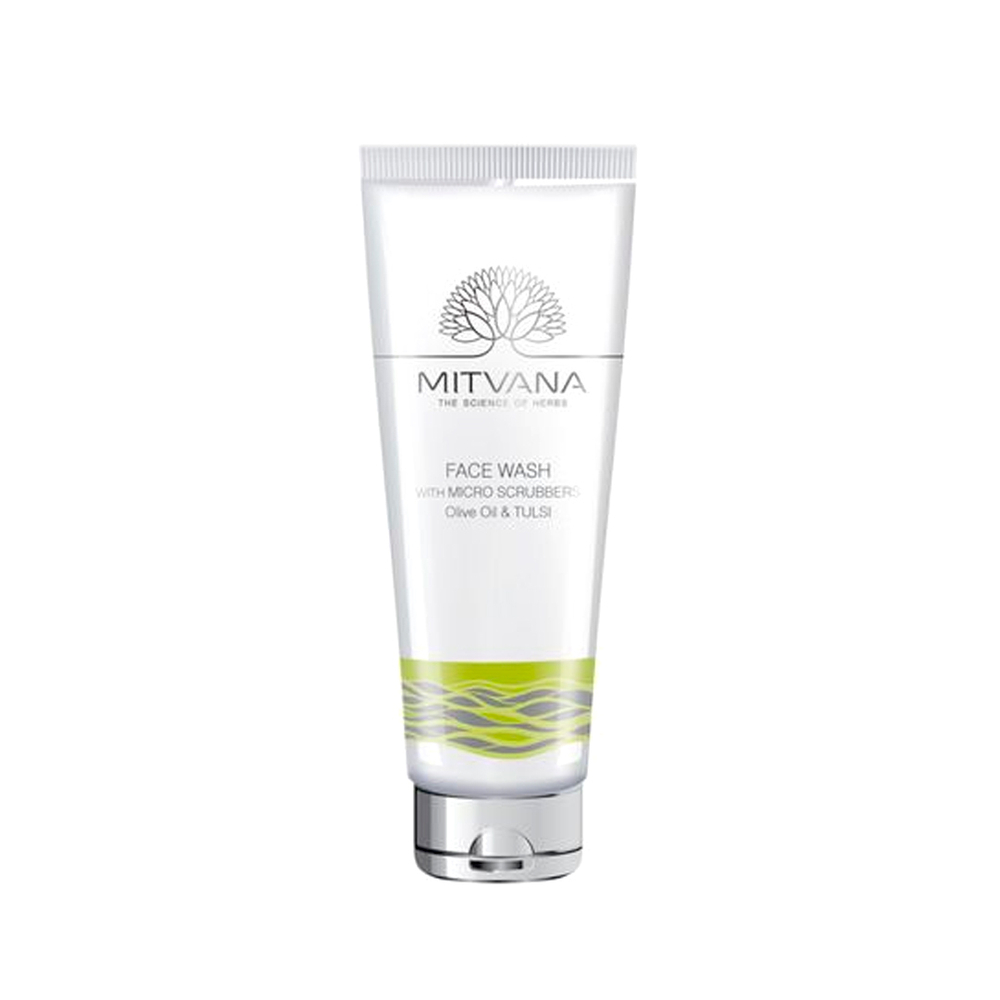 Средство для умывания лица Mitvana Face Wash With Microscrubbers скрабирующее Олива и тулси 100 мл