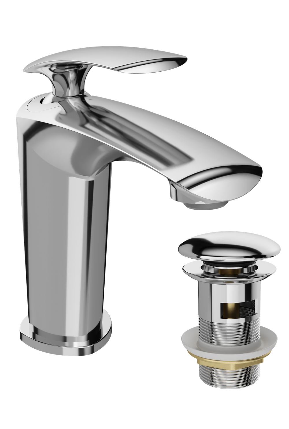 Смеситель для раковины STWORKI Гётеборг S03010CR + донный клапан SW-001CR хром