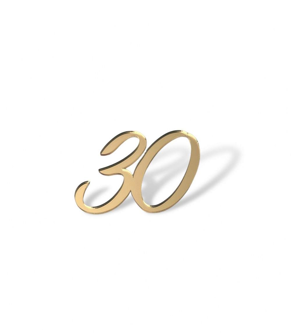 Топпер "Цифра 30" 5 см., золото