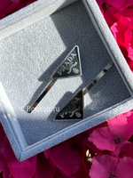 Заколки Прад. логотип черный серебро