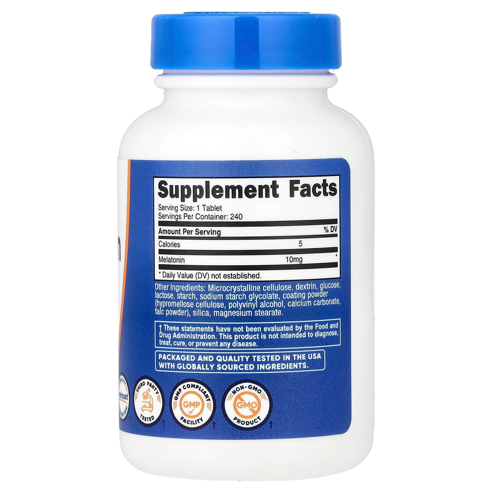 Nutricost, мелатонин, 10 мг, 240 таблеток