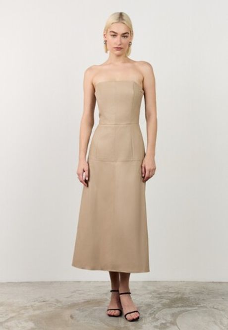 Платье-корсет миди из эко-кожи