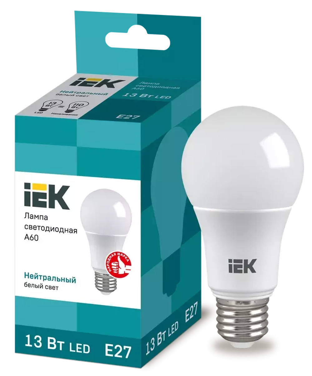 Лампа светодиодная ECO A60 шар 13Вт 230В 4000К Е27 IEK LLE-A60-13-230-40-E27
