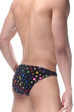 Сексуальные мужские трусы-слипы с разноцветными сердечками (Размер: XL) (Цвет: черный)