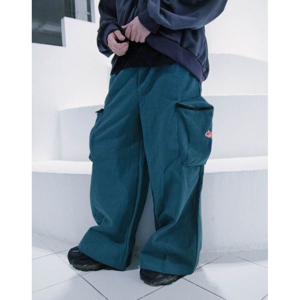 Брюки Карго Широкие Плотные Голубые - фото 2