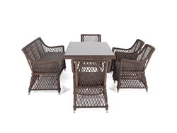 "Катания" обеденная группа плетеная на 6 персон, цвет коричневый