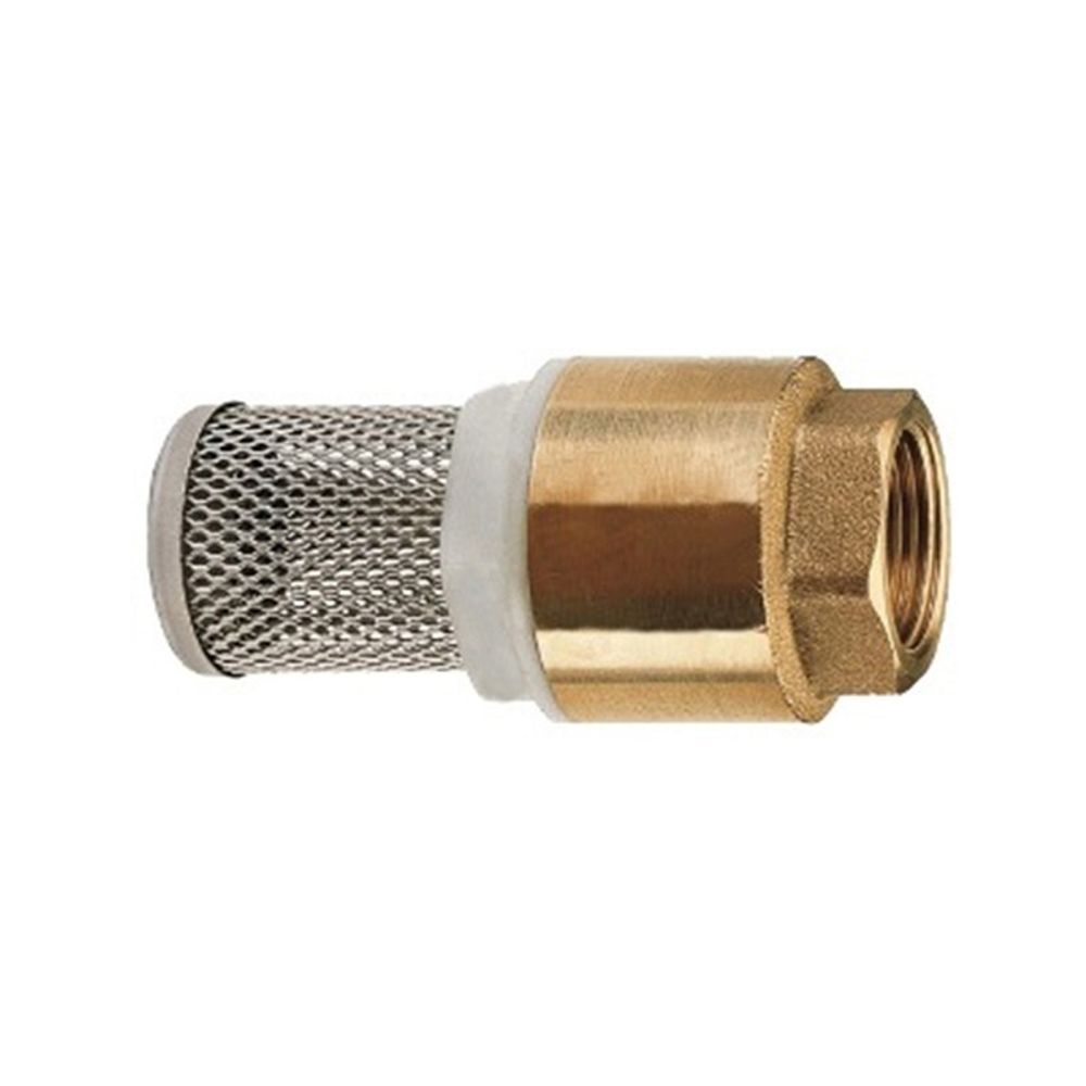 Клапан латунный приёмный пружинный DN 32 муфтовый с нержавеющей сеткой, SGL