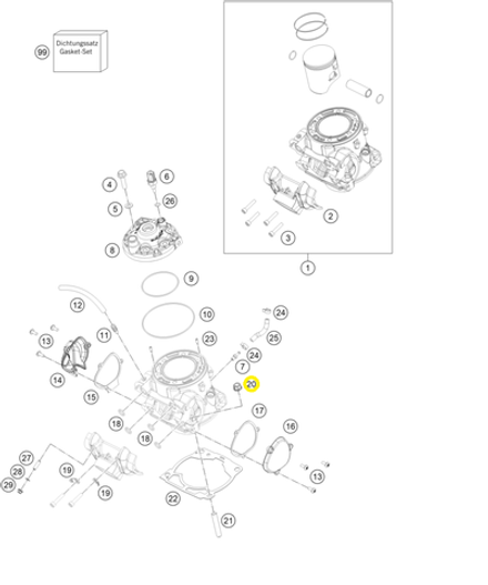 Гайка цилиндра KTM, HQV, GASGAS M10-SW13 250/300сс