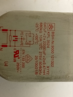 WFXI2840EU кт22 Сетевой фильтр для стиральных машин Siemens Bosch 181928 б/у