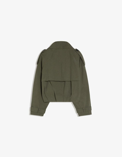 BERSHKA Короткая куртка-тренч с воздушным эффектом, хаки