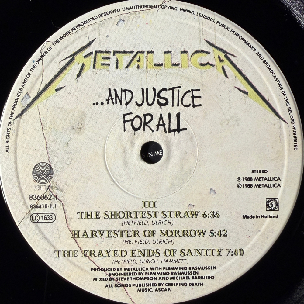 Metallica - ...And Justice For All 2LP (Голландия 1988г.)