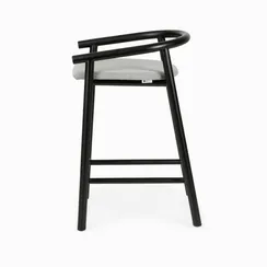 Полубарный стул Tout, 65 см, черный с серой обивкой