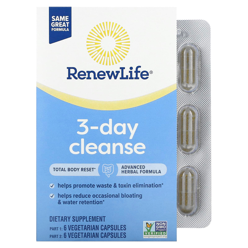 Renew Life, 3-дневное очищение, 12 вегетарианских капсул