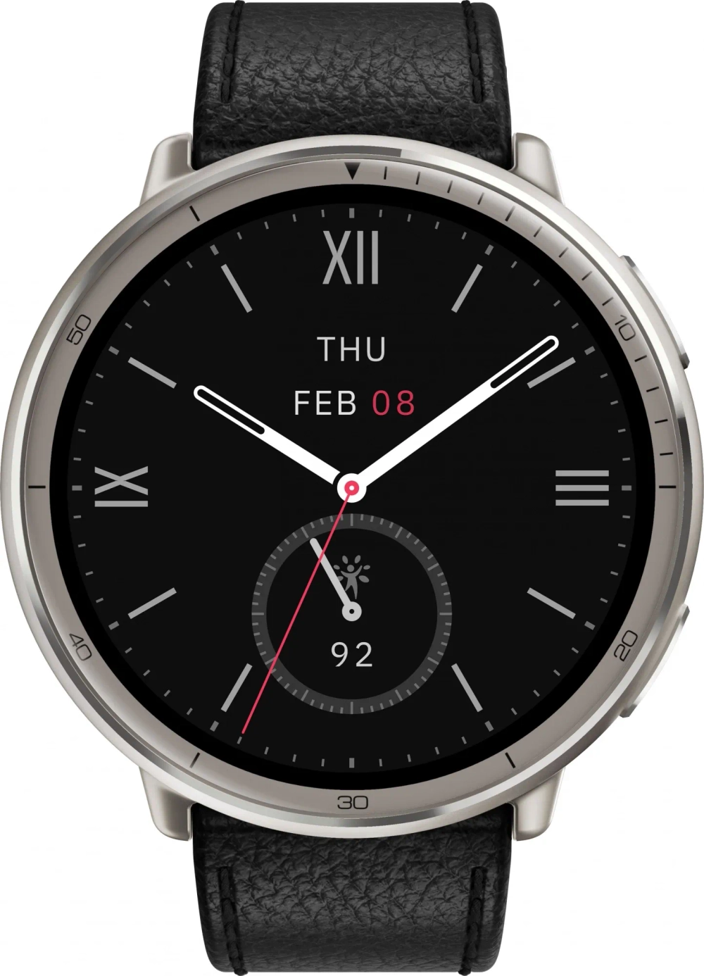 Смарт-часы Amazfit Active 2R A2437 Premium 43.9мм 1.32" AMOLED корп.серебристый рем.черный разм.брасл.:150-210мм (6970100377569)