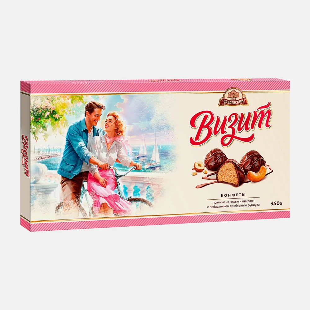 Конфеты Бабаевский Визит пралине из кешью и миндаля с добавлением дробленого фундука 340г