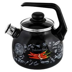 Чайник сталь, эмал, 3 л, свист, ручк пластик, Appetite, Chilli, чер, 4с209я