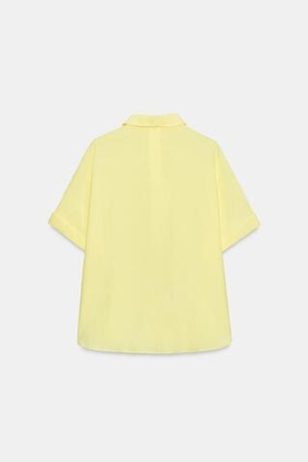 ZARA РУБАШКА СТРУЯЩЕГОСЯ КРОЯ С КОРОТКИМИ РУКАВАМИ, ЖЕЛТЫЙ