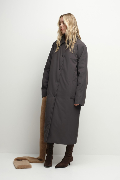 Тренч однобортный утепленный