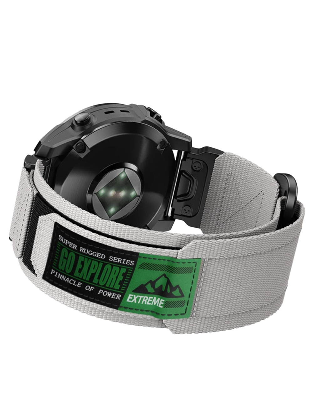 Нейлоновый ремешок 22 мм для Garmin (циферблат 47 мм) QuickFit на липучке (Серый металик)