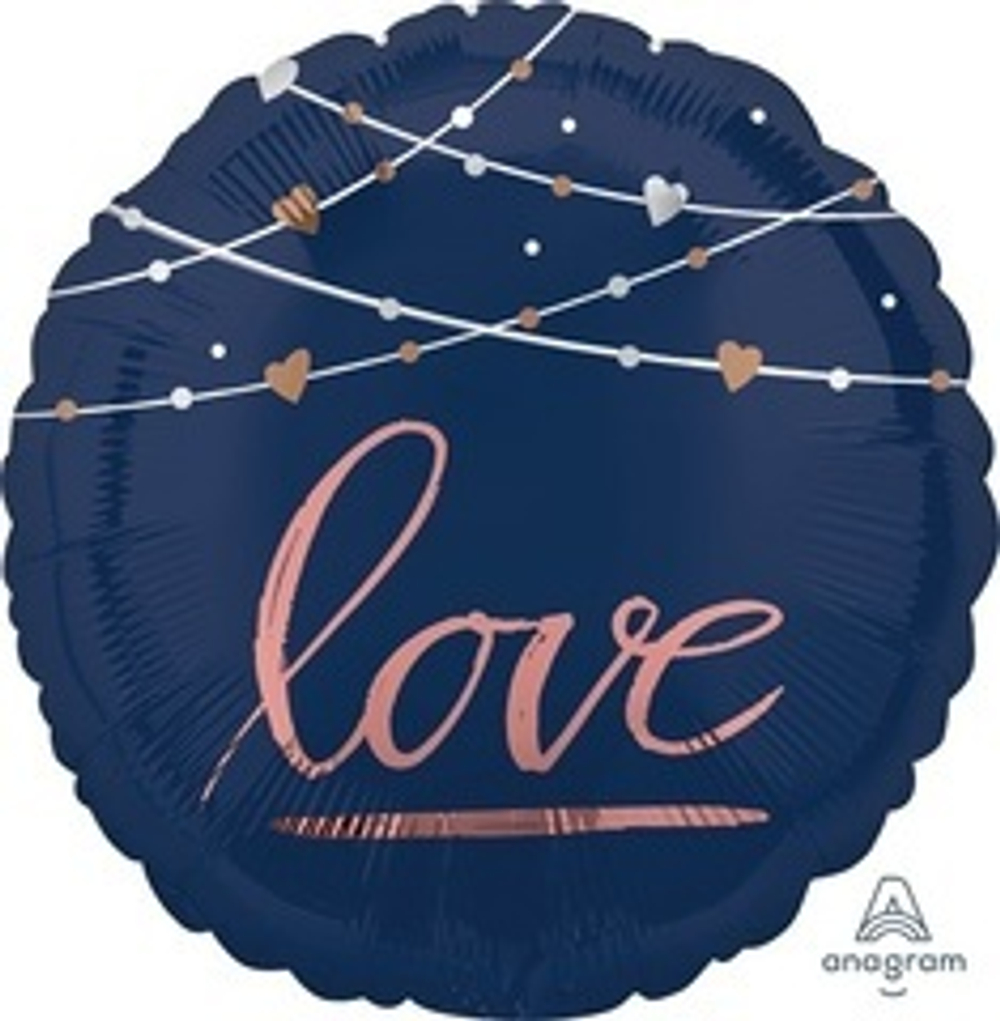 А 18" Круг, Love, темно-синий, 1 шт.