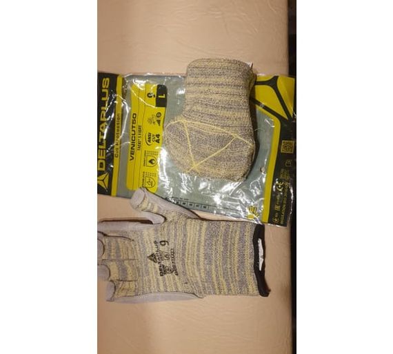 Перчатки трикотажные антипорезные с воловьей кожей VENICUT50 Delta Plus VECUTDX0GJ09