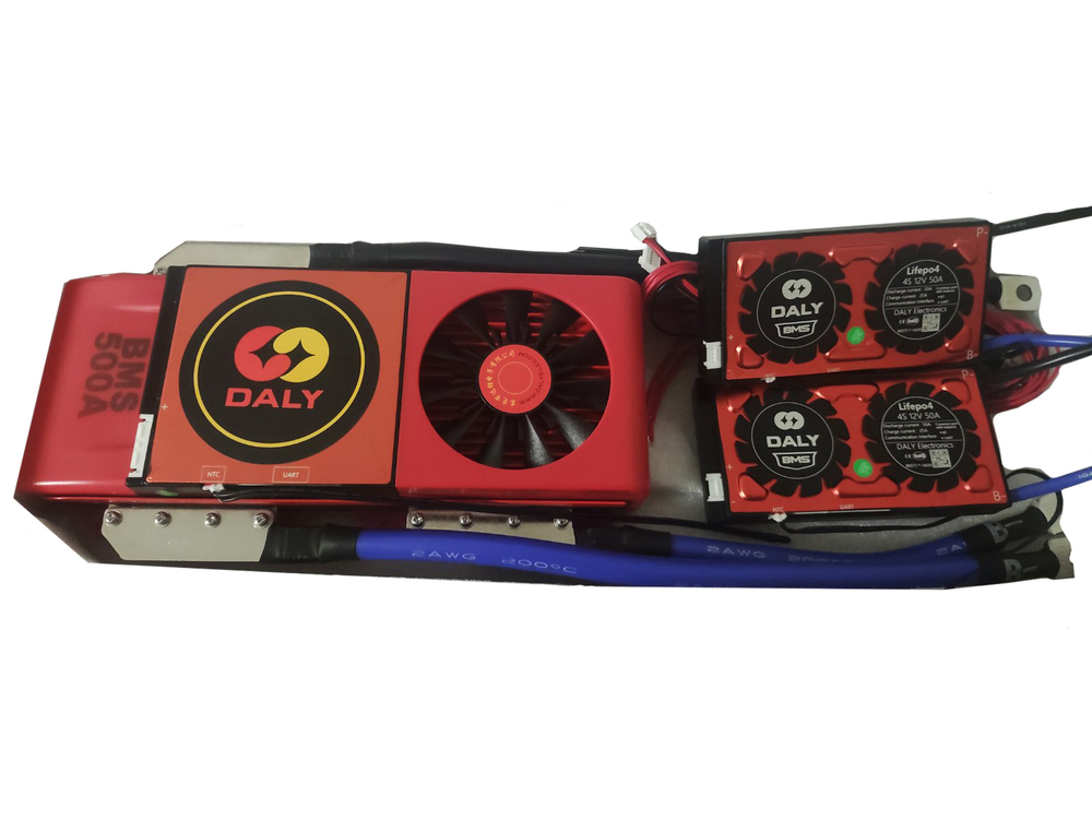 Плата контроля BMS Smart LiFePO4 8S 24V 500A Fan