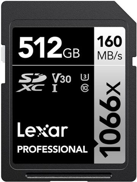 Карта памяти Lexar Professional 1066x Silver SDXC 512GB UHS-I U3 V30, R/W 160/120 МБ/с