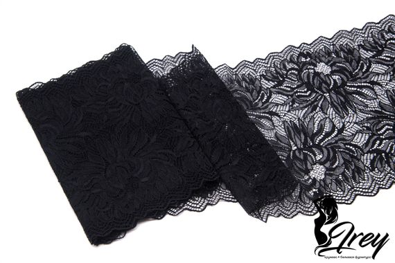 163 Кружево эластичное 18,5 см, Италия, черный 170