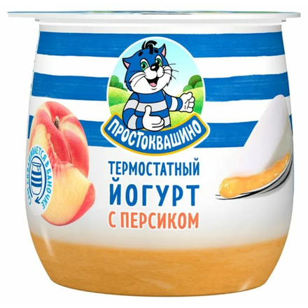 Йогурт Простоквашино термостатный с персиком 3,4% 160 гр