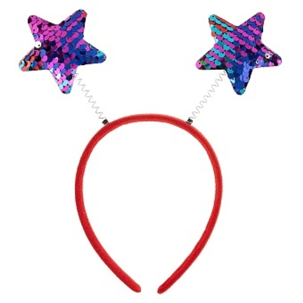 Ободок Радужные звезды с пайетками