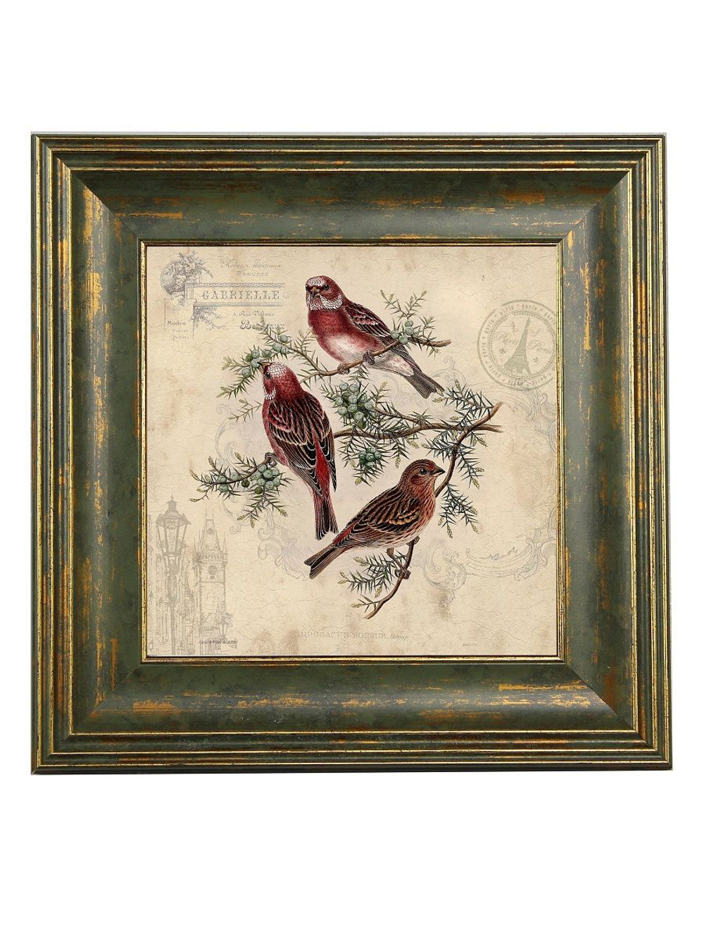 Картина на стену для интерьера на холсте в раме "Птицы" 29*29 см