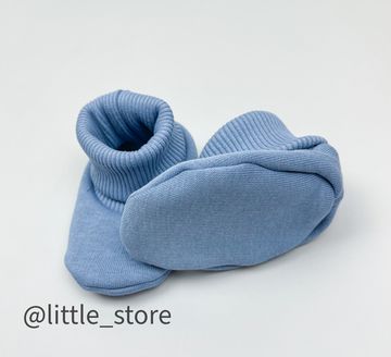Пинетки "Simple" из футера с начесом, Серо-голубые