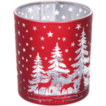 Подсвечник «Снежный лес» 7*7,8 см, Красный