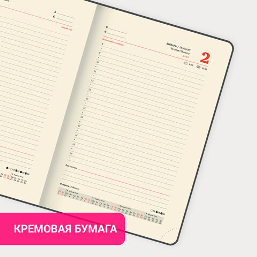 Ежедневник датированный 2025 А5 138x213 мм, BRAUBERG "Optimal", под кожу, резинка-фиксатор, держатель для ручки, красный, 115893