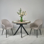 Стол Bradex Home Rudolf круглый раскладной 100-130x100x75см, Бетон слюда, чёрный