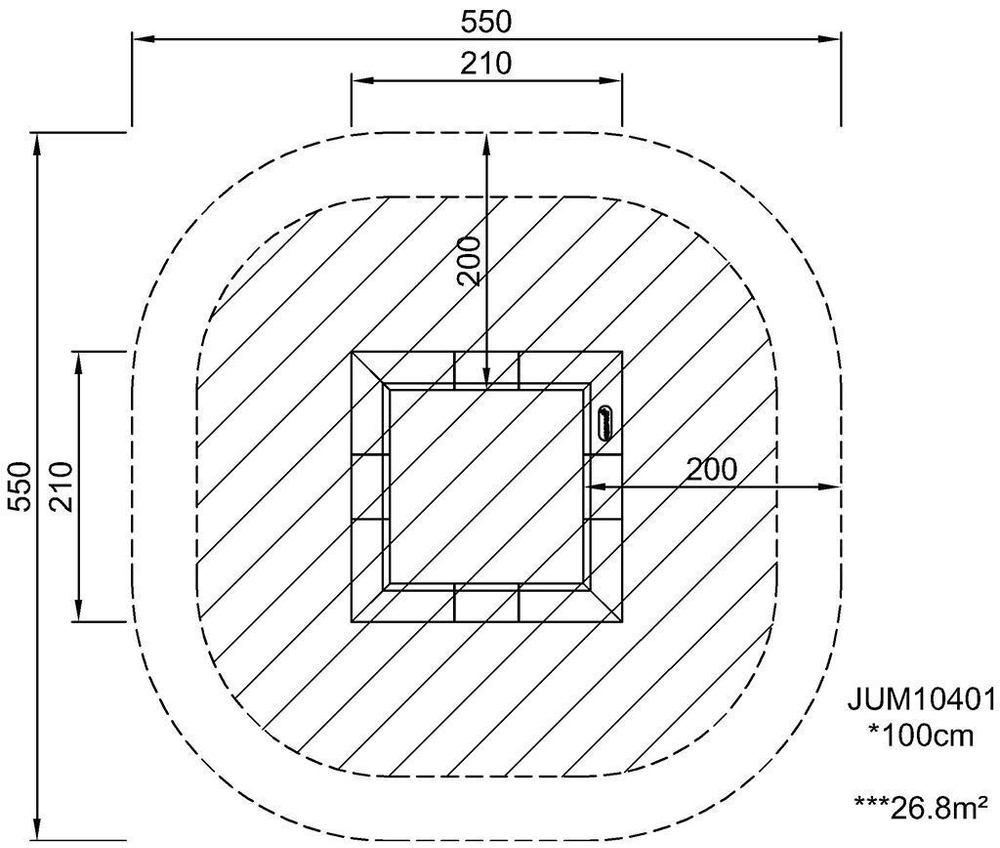 Квадратный батут 150x150 см