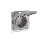 ATLASDESIGN РОЗЕТКА с заземлением со шторками с крышкой,16А,IP20, мех.,быстрозажим. клем., АЛЮМИНИЙ