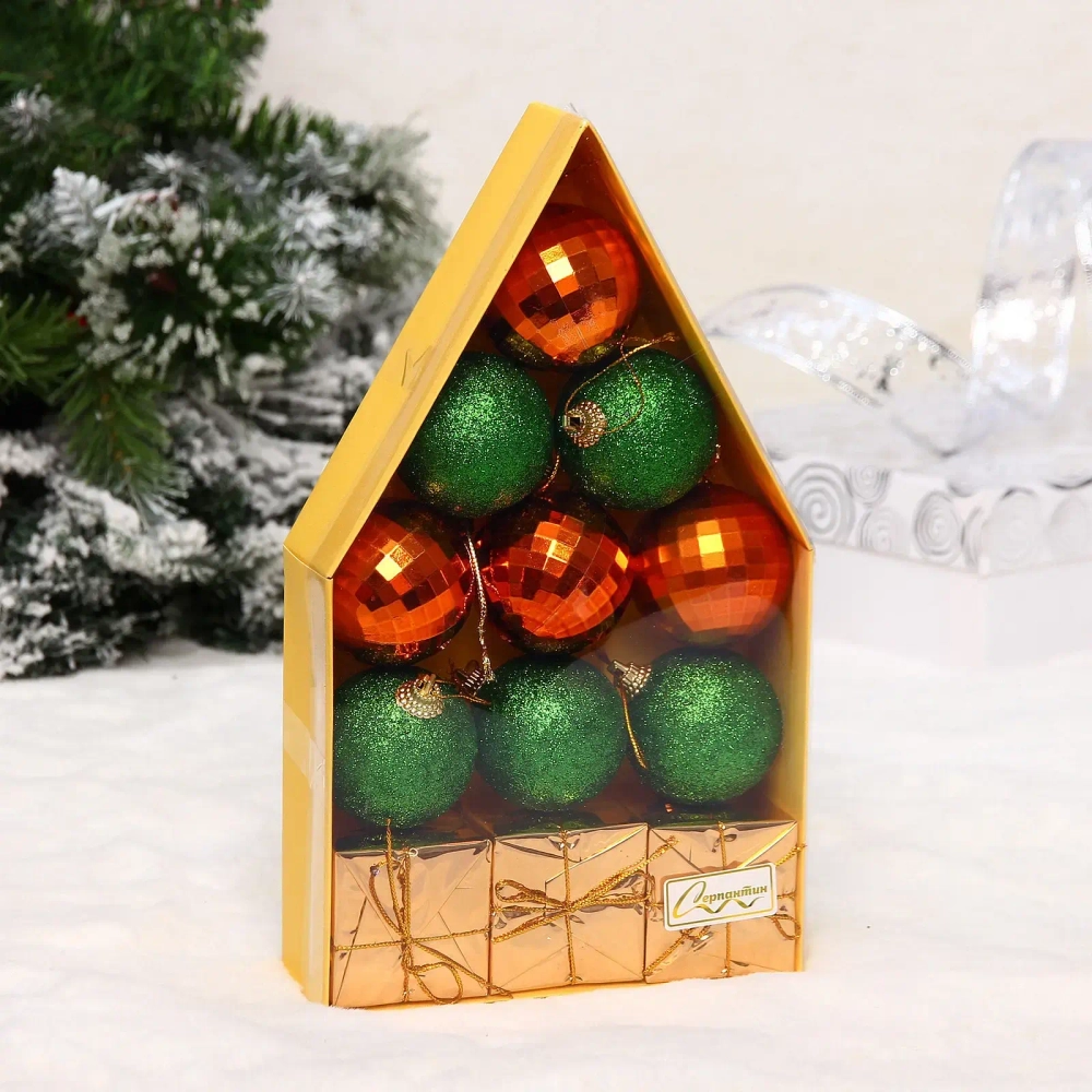 Набор украшений «Воздушный замок» 5 см, Оранжевый, зеленый