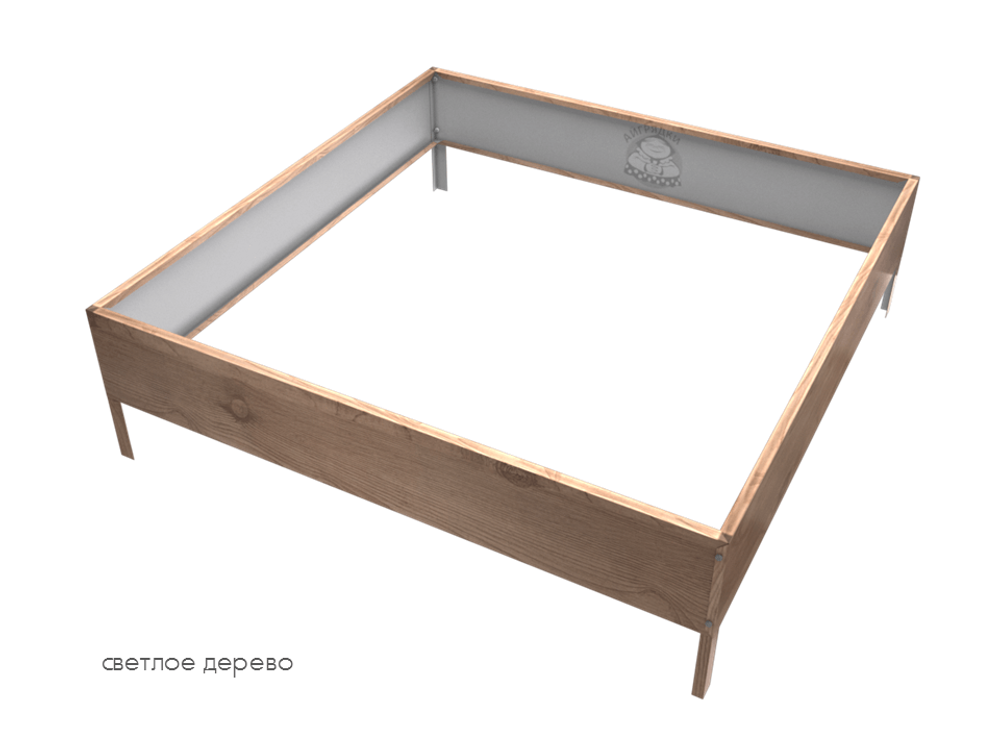 Клумба квадратная оцинкованная 1 ярус Светлое дерево