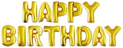 К Надпись, Happy Birthday, Золото, 16''/41 см, 1 уп.