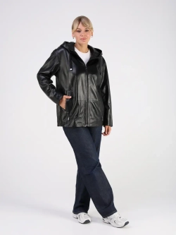 Кожаная куртка демисезонная с капюшоном