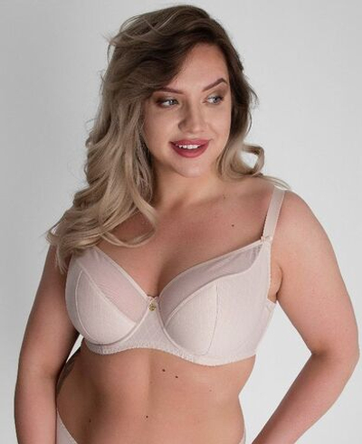 Бюстгальтер на косточках с шитыми чашками +size из ткани с тиснением (Размер: 65M) (Цвет: телесный)