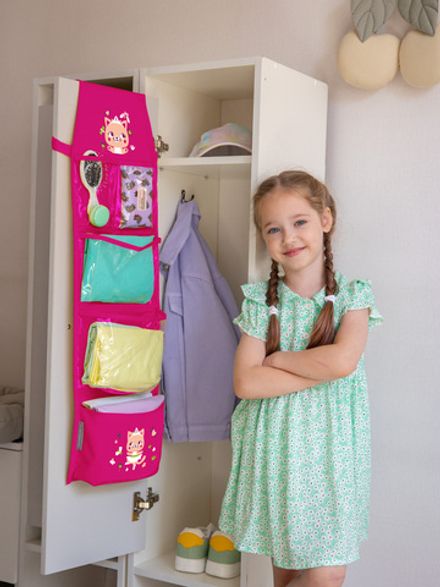 Кармашки в садик 83х24 Кошечка балерина (фуксия)