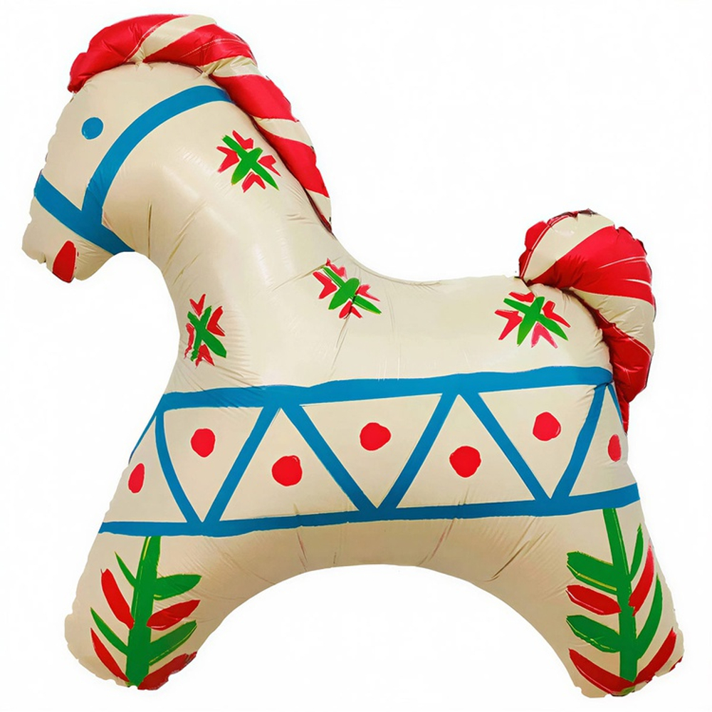 Шар Фольгированный Лошадка Русский узор (Белый)