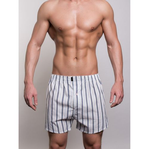 Мужские трусы-шорты белые в голубую полоску SERGIO DALLINI SG3310-2