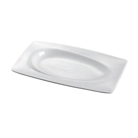 Блюдо прямоугольное 20,2*12,4 см h1,9 см с бортом Asymmetry белое фарфор NEW P.L. [6]