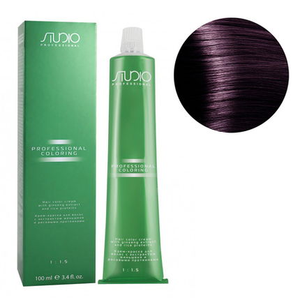 Kapous Studio Professional Крем-краска для волос Studio, тон №5.20, Светлый фиолетово-коричневый, с рисовыми протеинами и экстрактом женьшеня, 100 мл
